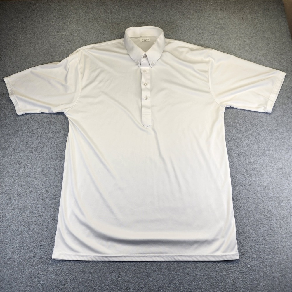 Collars & Co Polo Shirt Men's 2XL XXL Solid White Short Sleeve Performance - Picture 2 of 6